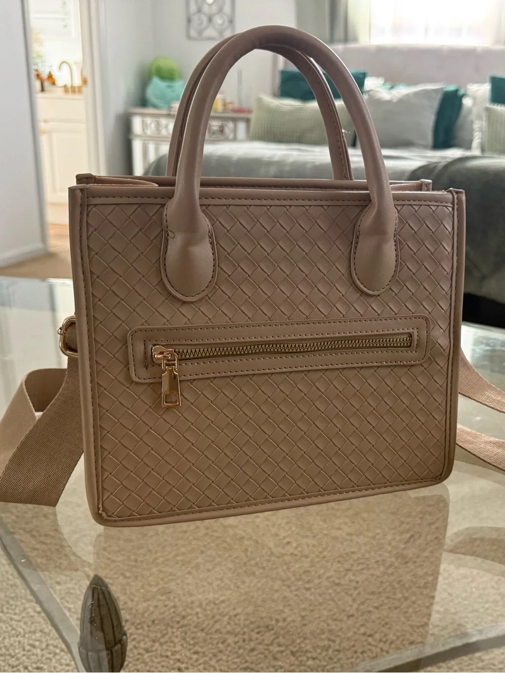Crossi Woven Texture Top-Handle Bag